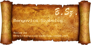 Benyovics Szabolcs névjegykártya